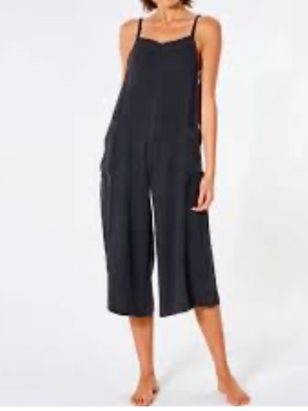 Sleeveless Black Wide-Leg Cropped Jumpsuit